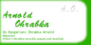 arnold ohrabka business card